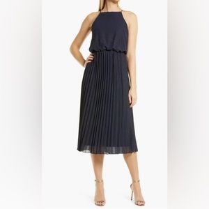 Sam Edelman Metallic Pleated Midi Dress